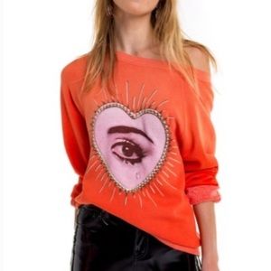 Wildfox Relic Sommers Sweater Crying Eye Heart Sweatshirt